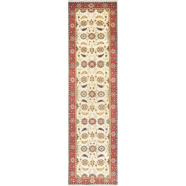 Kazak Oriental Hand Knotted Wool Pakistani Traditional Rug - 10'2" x 2'8" Runner