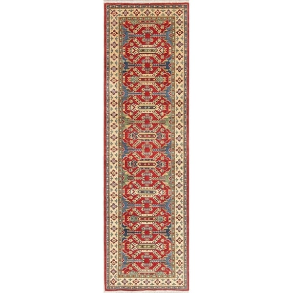 Kazak Oriental Hand Knotted Wool Pakistani Traditional Rug - 9'2" x 2'8" Runner