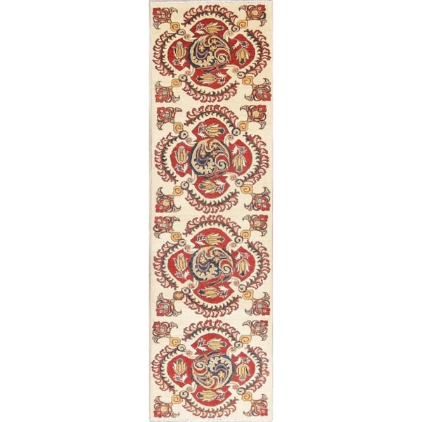 Kazak Oriental Hand Knotted Wool Pakistani Traditional Rug - 9'6" x 2'9" Runner