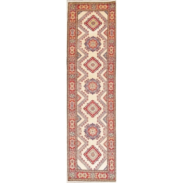 Traditional Kazak Oriental Hand Knotted Wool Pakistani Rug - 10'0" x 2'9" Runner
