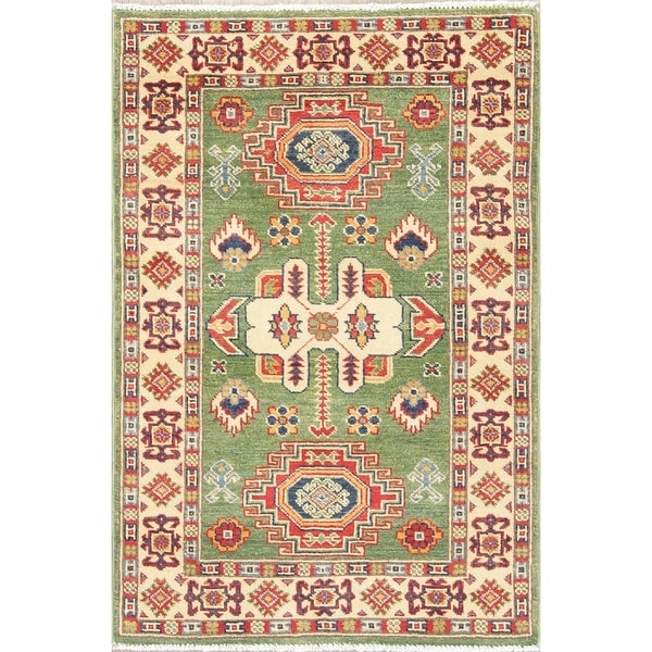 Kazak Oriental Hand Knotted Wool Traditional Pakistani Area Rug - 4'0" x 2'9"