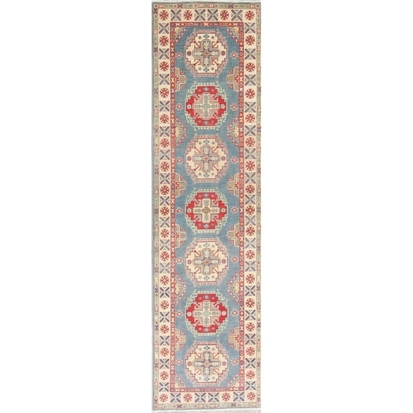 Kazak Oriental Hand Knotted Wool Pakistani Traditional Rug - 9'11" x 2'8" Runner