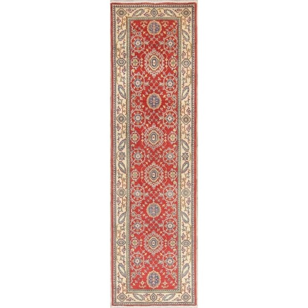 Traditional Kazak Oriental Hand Knotted Wool Pakistani Rug - 9'6" x 2'8" Runner