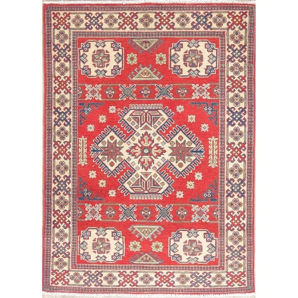 Traditional Kazak Oriental Hand Knotted Wool Pakistani Area Rug - 4'10" x 3'3"