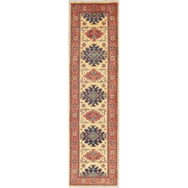 Traditional Kazak Oriental Hand Knotted Wool Pakistani Casual Rug - 9'11" x 2'8" Runner