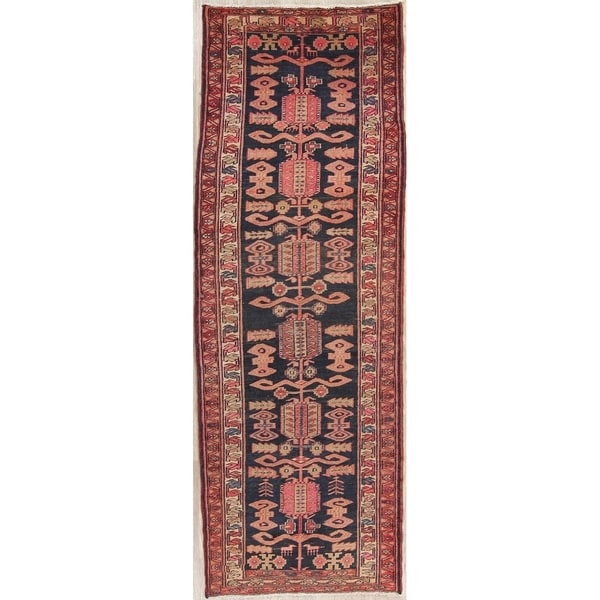 Vintage Heriz Tribal Hand Knotted Wool Persian Rug - 10'2" x 3'7" Runner