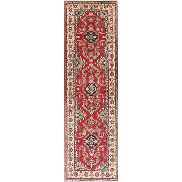 Kazak Oriental Hand Knotted Wool Pakistani Traditional Rug - 9'4" x 2'9" Runner