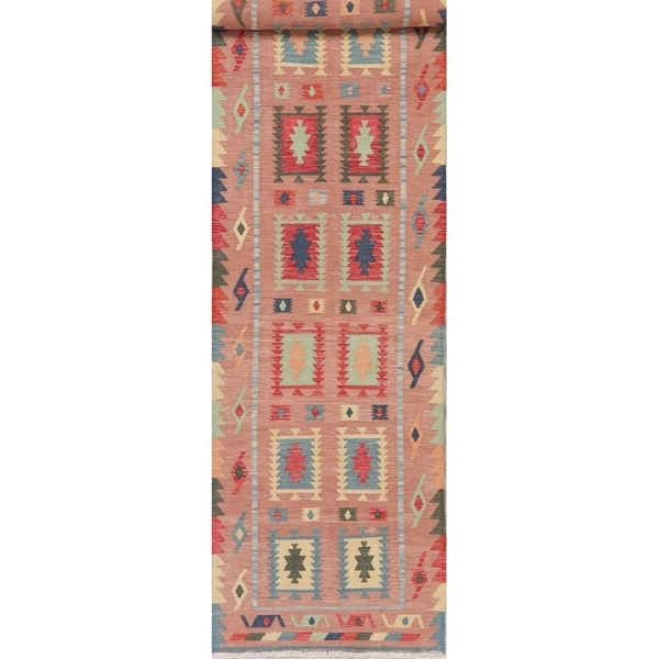 Modern Kilim Oriental Flatweave Wool Turkish Rug - 19'4" x 3'8" Runner