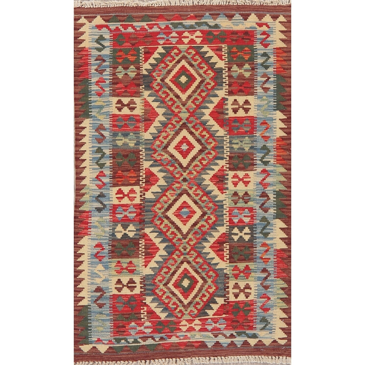 Modern Kilim Tribal Oriental Flat Woven Wool Turkish Area Rug Kilim Tribal Oriental Flat Woven Wool