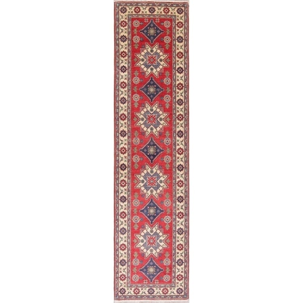 Kazak Oriental Hand Knotted Wool Pakistani Traditional Rug - 11'5" x 2'10" Runner