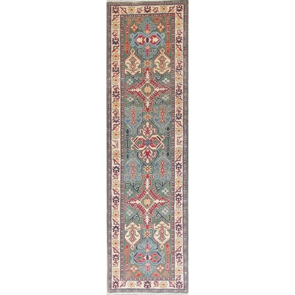 Traditional Kazak Oriental Hand Knotted Wool Pakistani Rug - 9'11" x 2'8" Runner