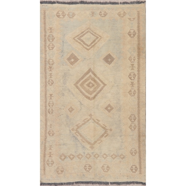 Modern Kilim Diamond Oriental Handmade Wool Turkish Area Rug - 5'9" x 3'7"