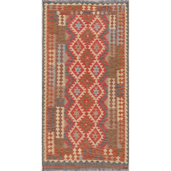 Modern Southwestern Kilim Oriental Flatweave Wool Turkish Rug - 6'2" x 3'3" Runner