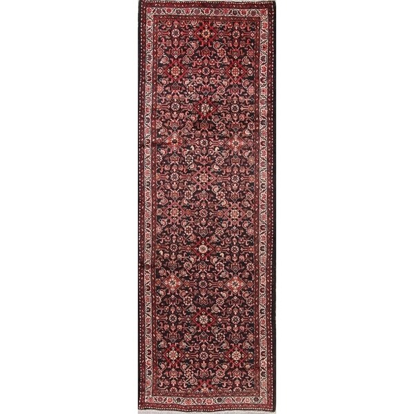 Hamedan Oriental Hand Knotted Wool Persian Rug - 10'5" x 3'6" Runner