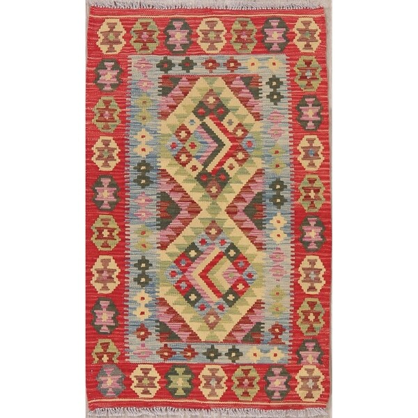 Modern Kilim Tribal Oriental Handmade Wool Turkish Area Rug - 4'3" x 2'7"