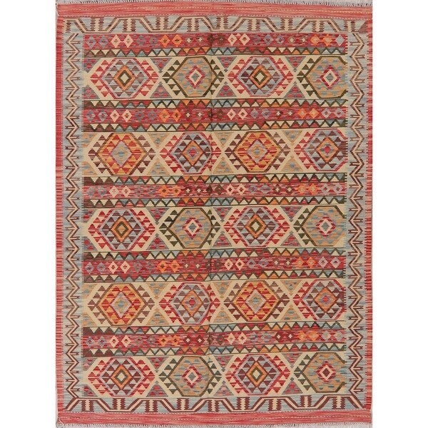 Modern Kilim Oriental Handmade Wool Turkish Area Rug - 8'3" x 5'9"