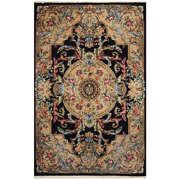 Handmade One-of-a-Kind Aubusson Wool Rug (Pakistan) - 6' x 9'2