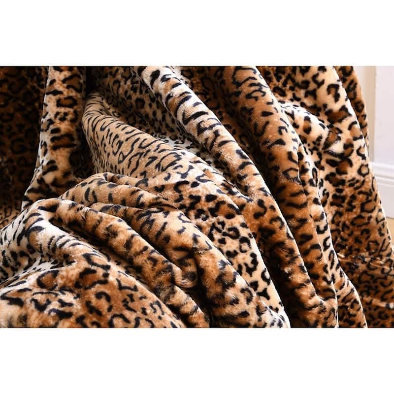 Silver Orchid Quirk Faux Fur Leopard Throw Blanket