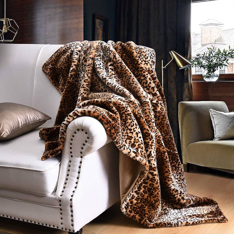 Silver Orchid Quirk Faux Fur Leopard Throw Blanket - N/A