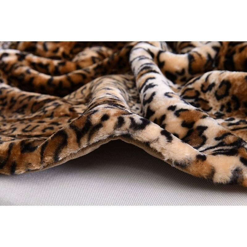 Silver Orchid Quirk Faux Fur Leopard Throw Blanket