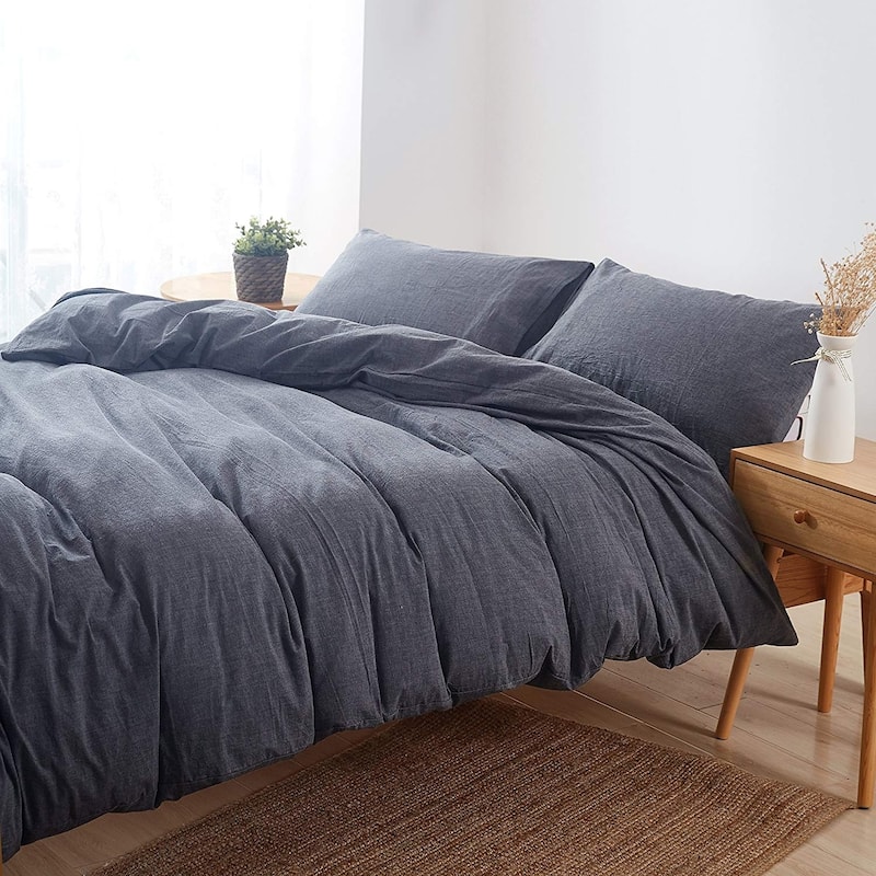 Carson Carrington Gradersta 3-piece Cotton Duvet Cover Set - Dark Grey - King