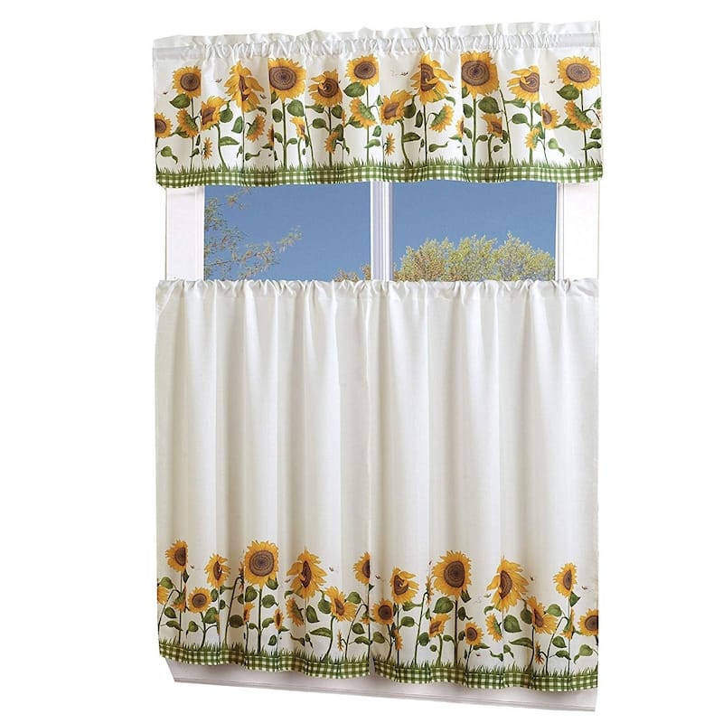Porch & Den Capri 3-piece Kitchen Window Curtain Set - sunflower