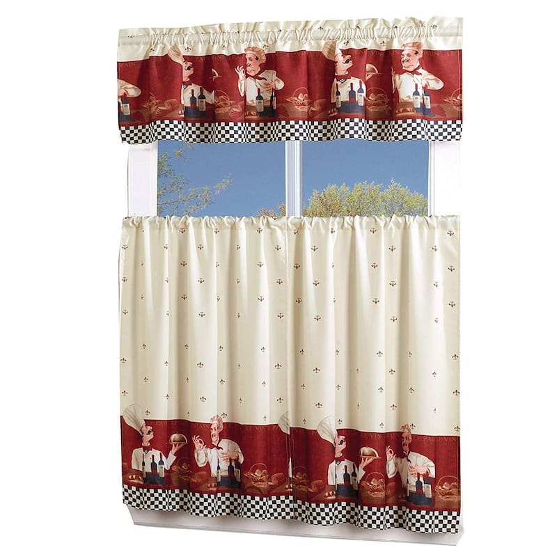 Porch & Den Capri 3-piece Kitchen Window Curtain Set - chef