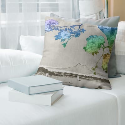 Porch & Den Utagawa Hiroshige 'Blossoms Over the River' Throw Pillow