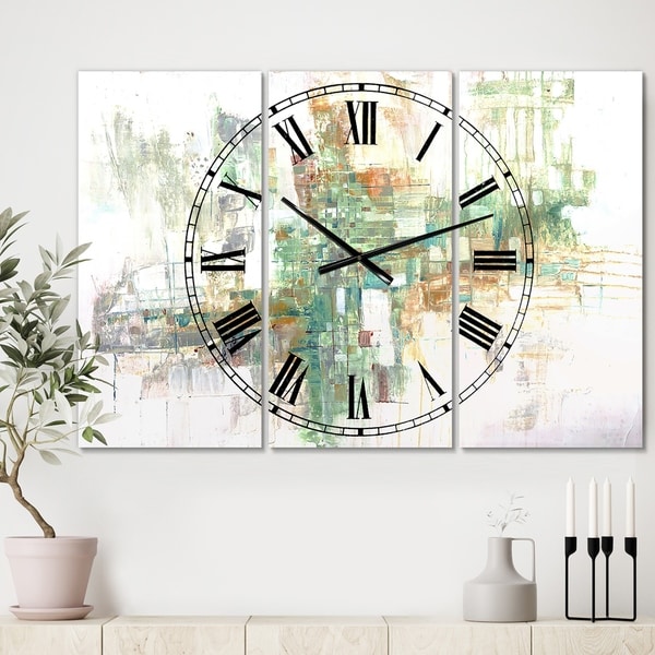 Designart 'Personality' Large Modern Wall Clock - 3 Panels - 36 in. wide x 28 in. high - 3 Panels