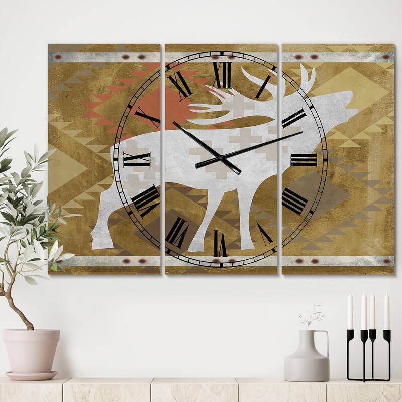 Designart 'Patterned Howling White Moose' Oversized Traditional Wall ...