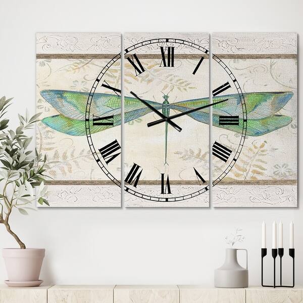 Shop Designart Summer Dragonfly 3 Oversized Cottage Wall Clock