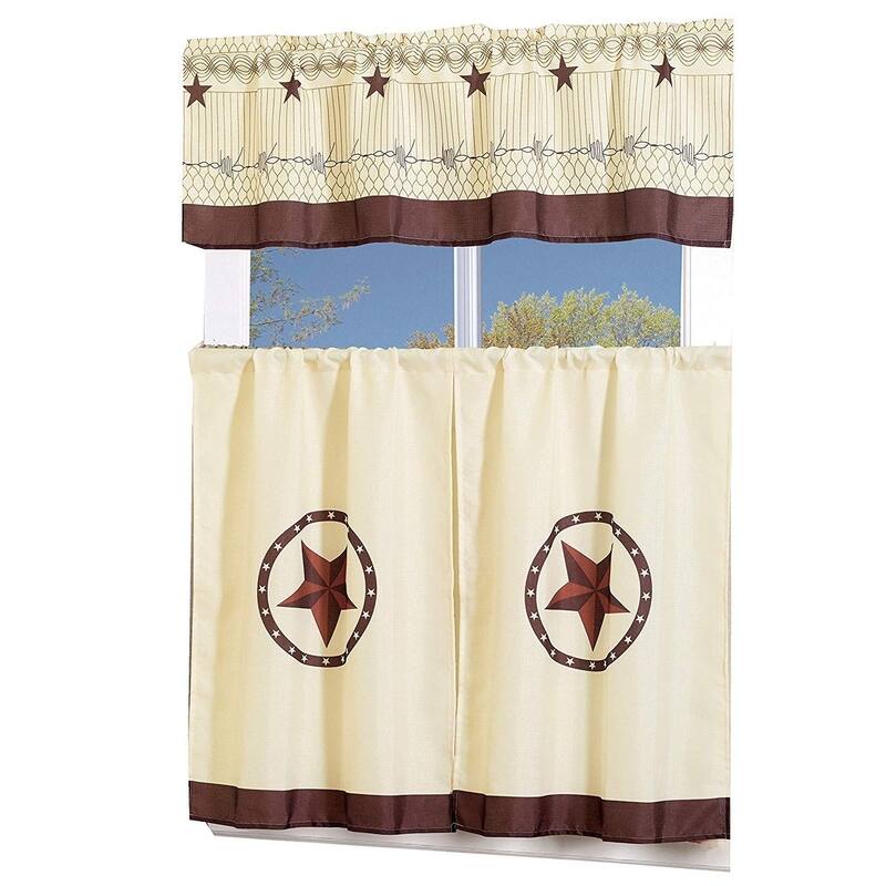 Porch & Den El Dorado Western Star 3-piece Kitchen Window Curtain Set
