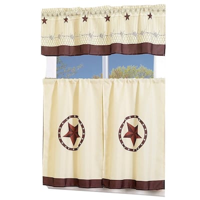 Porch & Den El Dorado Western Star 3-piece Kitchen Window Curtain Set