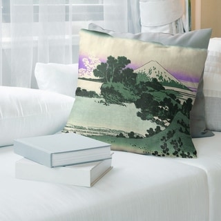 Peer Favorite Porch Den Katsushika Hokusai Shichiri Beach In Sagami Province Throw Pillow 26 X 26 Green Orange Faux Suede Ibt Shop