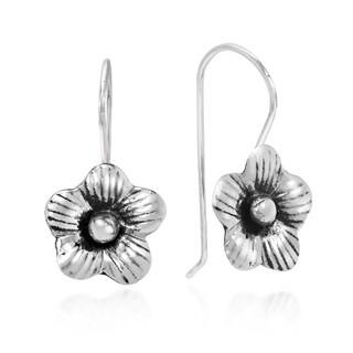 Flower earrings sterling silver dainty handmade floral drop earrings Vintage inspired. Artisan Small lever back dangle earrings