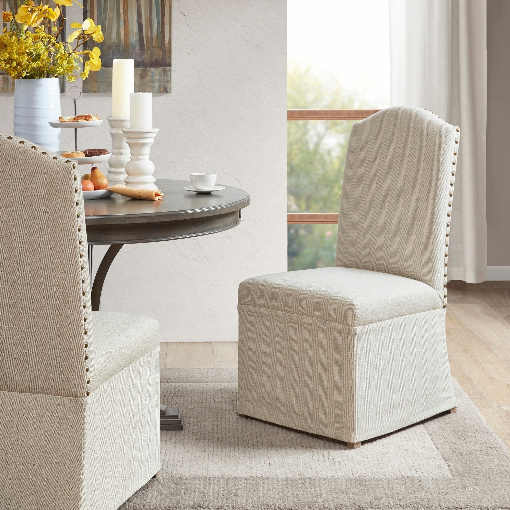 Madison Park Capa Beige Set Of 2 High Back Dining Chairs With