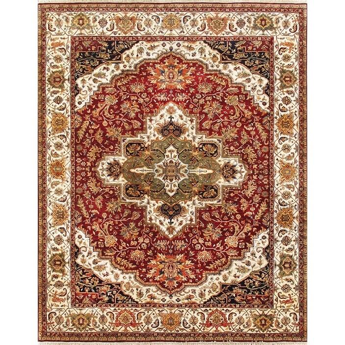Pasargad Home Agra Collection Hand-Knotted Lambs Wool Area Rug - 8' 0'' X 10' 0''