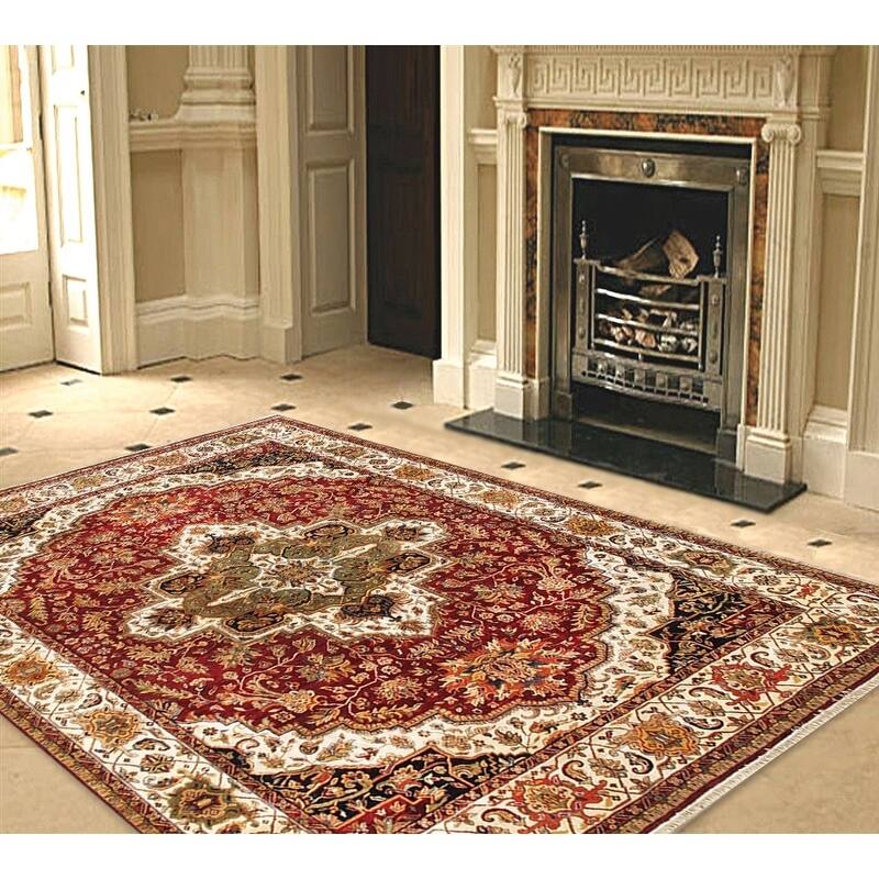 Pasargad Home Agra Collection Hand-Knotted Lambs Wool Area Rug - 8' 0'' X 10' 0''