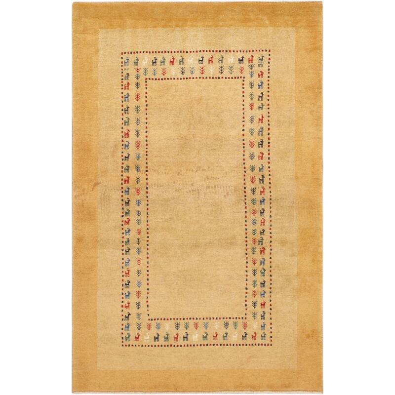 Pasargad Home Gabbeh Collection Hand-Knotted Lambs Wool Area Rug - 3' 6'' X 5' 5''