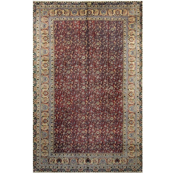 Handmade One-of-a-Kind Mashad Wool Rug (Iran) - 9'5 x 15'3