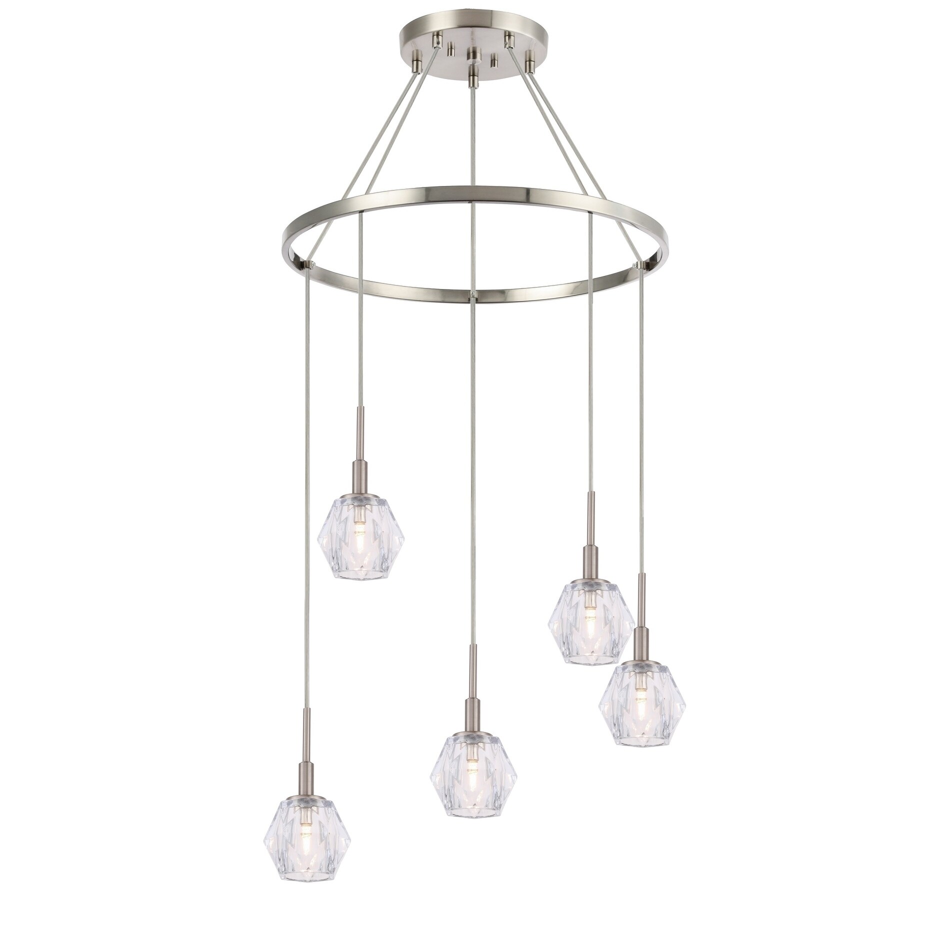 Woodbridge 18528STNLE-C30410 Jewel 5L Pendant Chandelier w/LED - Chandeliers For Bedrooms by Overstock.com