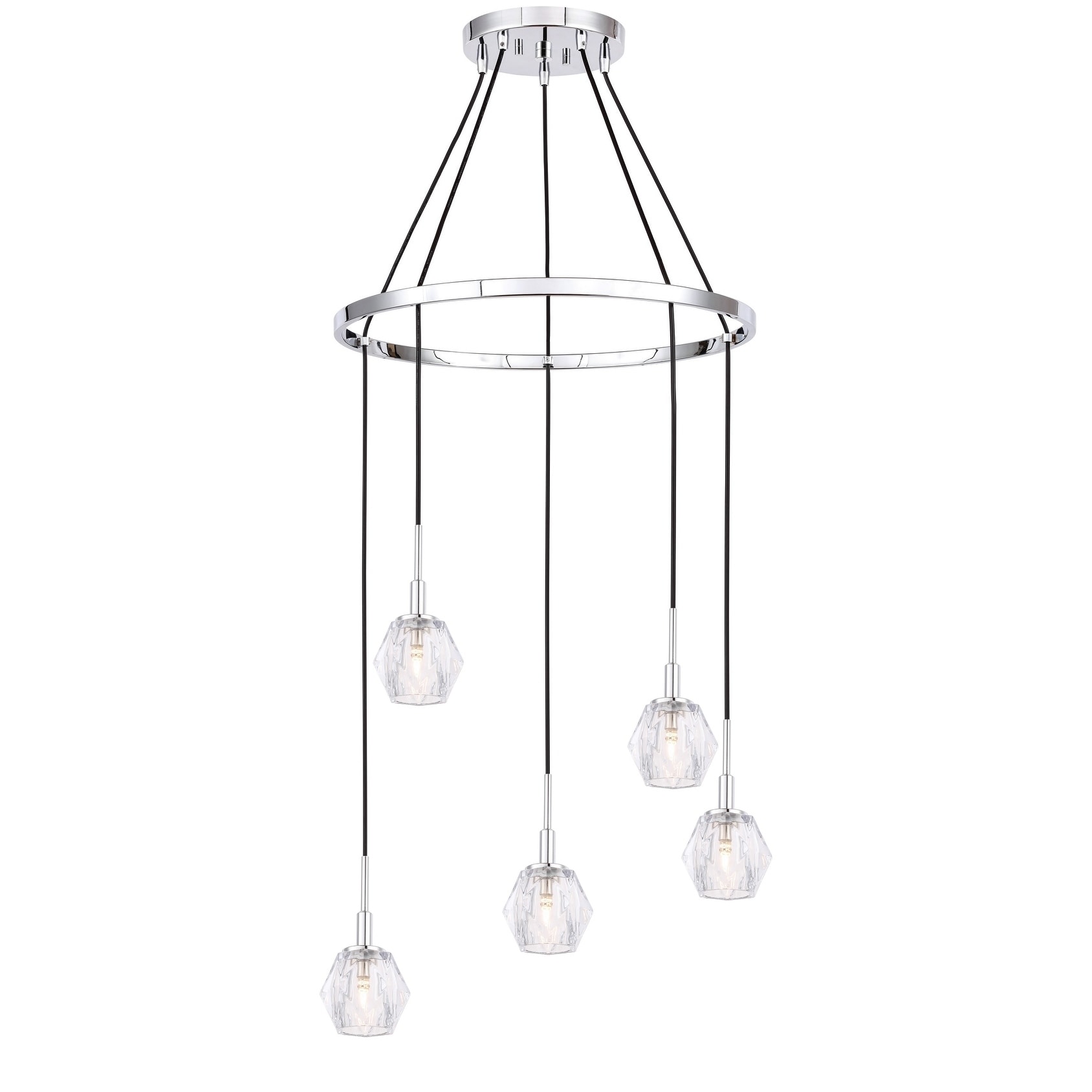 Woodbridge 18528CHRLE-C30410 Jewel 5L Pendant Chandelier w/LED - Chandeliers For Bedrooms by Overstock.com