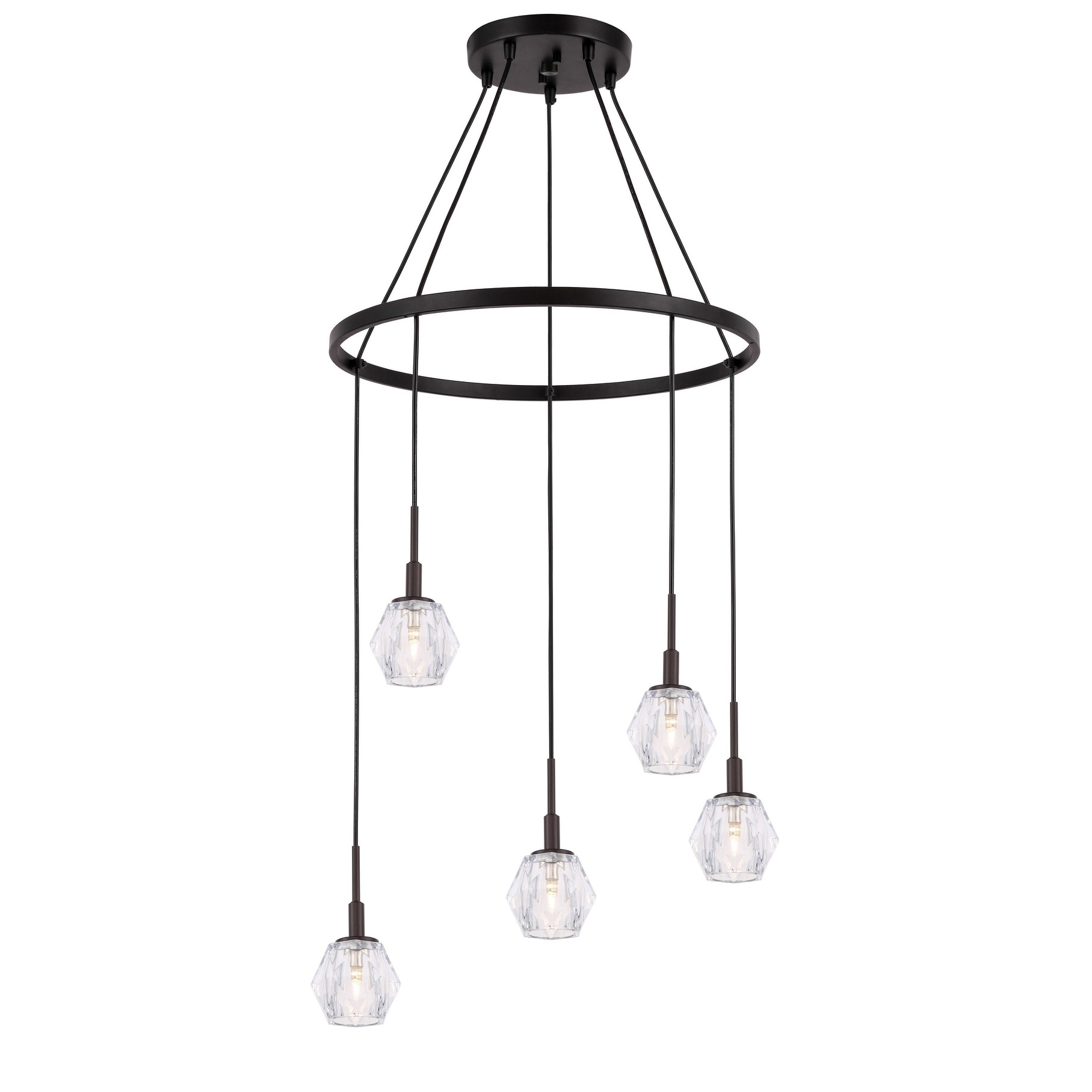 Woodbridge 18528BRZLE-C30410 Jewel 5L Pendant Chandelier w/LED - Chandeliers For Bedrooms by Overstock.com
