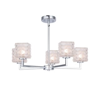 Woodbridge  21015CHRLE  Elise 5L Chandelier w/ LED (Clear Crystal Square) - Chandeliers For Bedrooms by Overstock.com