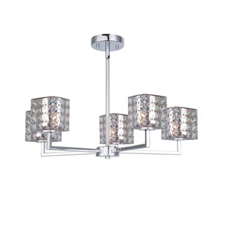 Woodbridge  21015CHRLE  Elise 5L Chandelier w/ LED (Mercury Crystal Square) - Chandeliers For Bedrooms by Overstock.com