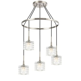 Woodbridge 20828STNLE Bristol 5L Pendant Chandelier w/LED (Clear Crystal Square) - Chandeliers For Bedrooms by Overstock.com