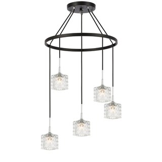 Woodbridge 20828CHZLE Bristol 5L Pendant Chandelier w/LED (Clear Crystal Square) - Chandeliers For Bedrooms by Overstock.com