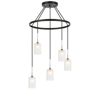 Woodbridge 20928CHZLE Chelsea 5L Pendant Chandelier w/LED (Opal Cylinder Glass) - Chandeliers For Bedrooms by Overstock.com