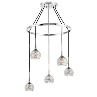 Woodbridge 20828CHRLE Bristol 5L Pendant Chandelier w/LED (Mercury Crystal Ball) - Chandeliers For Bedrooms by Overstock.com