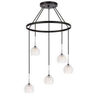 Woodbridge 20828CHZLE Bristol 5L Pendant Chandelier w/LED (Clear Crystal Ball) - Chandeliers For Bedrooms by Overstock.com